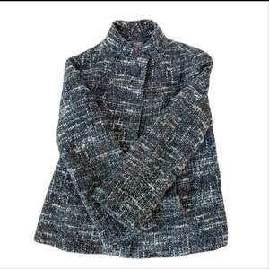 J Jill Gray Tweed Wool Blend Cape Style Warm Classic Jacket Coat